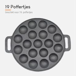 Ocina Poffertjespan – Combo Pack – 19 Poffertjes – Poffertjesmaker – Poffertjespan Inductie – Poffertjespan Electrisch – Gietijzeren Pan - Inclusief Doseerfles, Handvaten, 6x Poffertjesvorken En Invetkwast – Gratis Receptenboek -Keuken Verkoop 1200x1200 91
