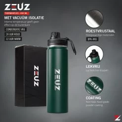 ZEUZ® Premium RVS Thermosfles & Drinkfles – Waterfles Met Rietje - BPA Vrij – 700 Ml - Mat Groen -Keuken Verkoop 1200x1200 919