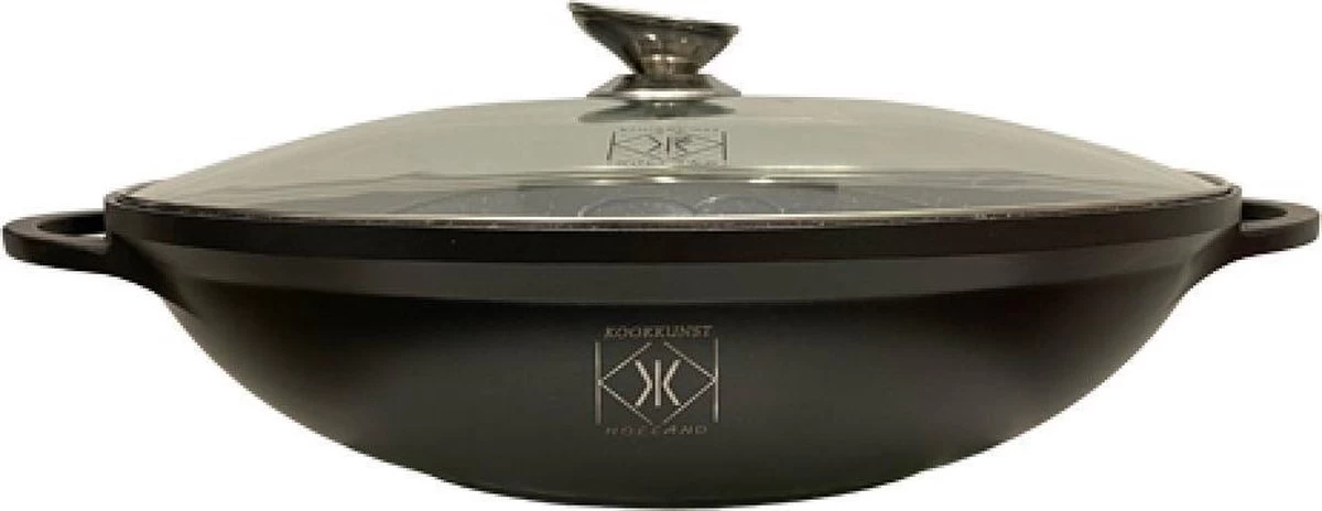 Kookkunst Holland Wokpan Met Glazen Deksel Ø 32 Cm - Inductie - PFOA Vrij 3 Kookkunst Holland Wokpan Met Glazen Deksel Ø 32 Cm - Inductie - PFOA Vrij