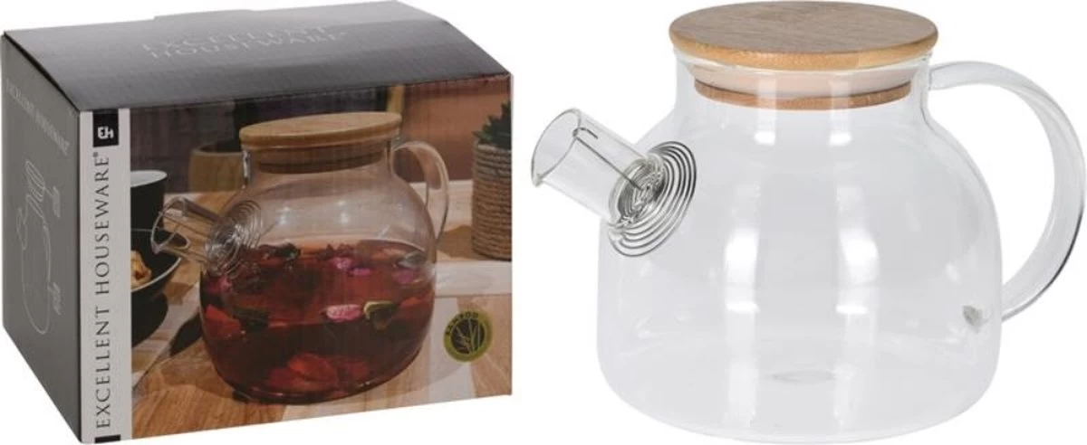 Excellent Houseware Glazen Theepot 800 Ml Met Filter - Theepotten/theekannen Van Glas 4 Excellent Houseware Glazen Theepot 800 Ml Met Filter - Theepotten/theekannen Van Glas - Afbeelding 2