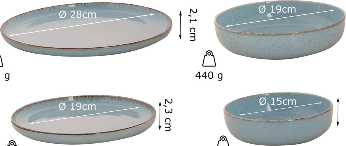 Palmer Serviesset Antigo Porselein 6-persoons 24-delig Lichtblauw 4 Palmer Serviesset Antigo Porselein 6-persoons 24-delig Lichtblauw - Afbeelding 2