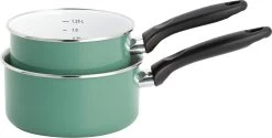 Lite-Body Magnus 2-delige Steelpannenset - Ø16 CM En Ø18 CM- Emaille - Olijf Groen - Inductie -Keuken Verkoop 1200x607 2
