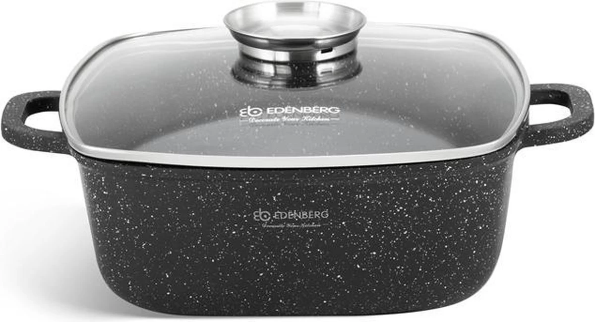 Edënbërg Stonetec Line - 8-delige Luxe Pannenset Van Gesmeed Aluminium - Zwart 4 Edënbërg Stonetec Line - 8-delige Luxe Pannenset Van Gesmeed Aluminium - Zwart - Afbeelding 2