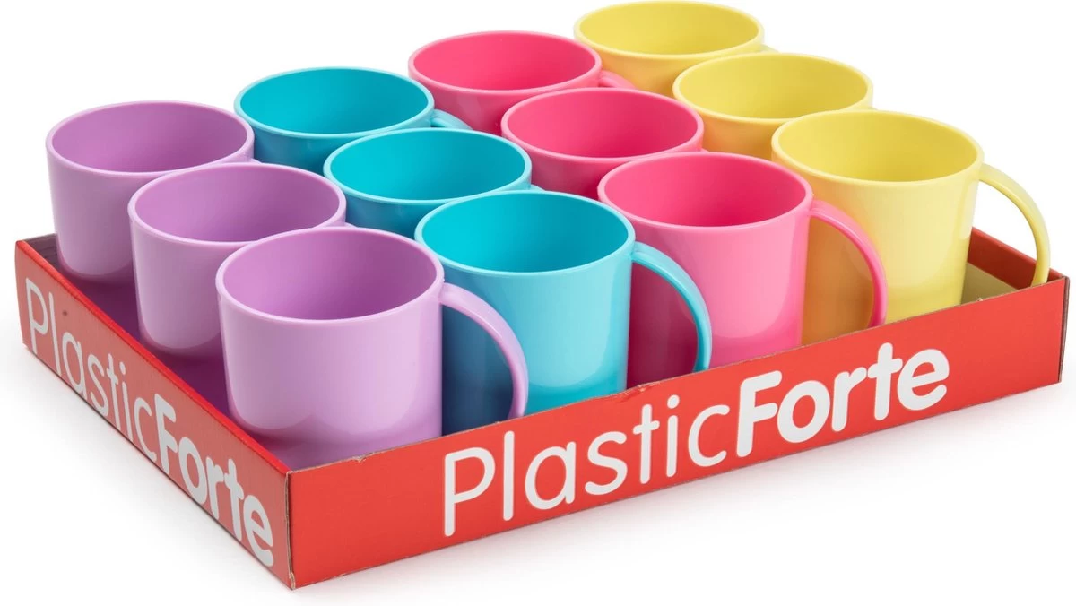 Merkloos 12x Gekleurde Drinkbekers/mokken Kunststof 350 Ml - Limonade Bekers - Campingservies/picknickservies 3 Merkloos 12x Gekleurde Drinkbekers/mokken Kunststof 350 Ml - Limonade Bekers - Campingservies/picknickservies