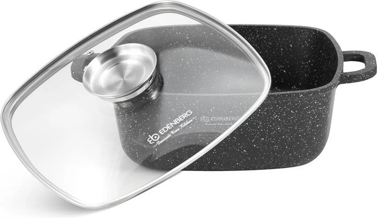 Edënbërg Stonetec Line - 8-delige Luxe Pannenset Van Gesmeed Aluminium - Zwart 5 Edënbërg Stonetec Line - 8-delige Luxe Pannenset Van Gesmeed Aluminium - Zwart - Afbeelding 3