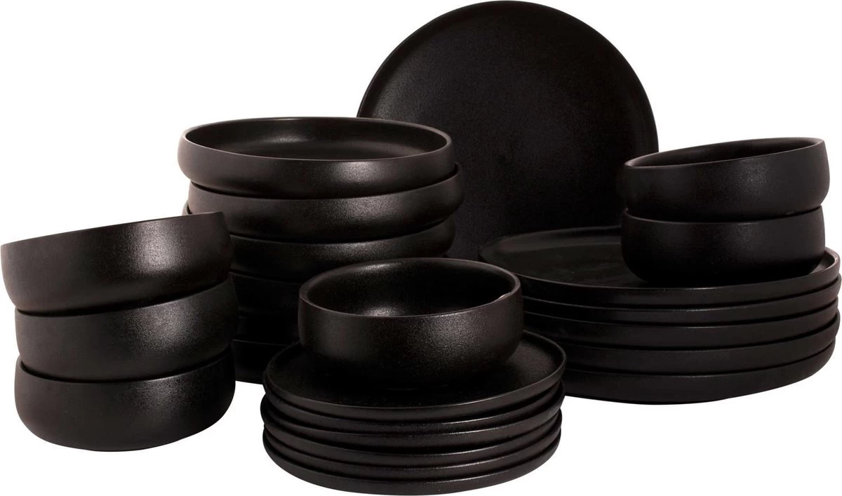 Maastricht Porselein Serviesset Universe Porselein 6-persoons 24-delig Zwart 16 Maastricht Porselein Serviesset Universe Porselein 6-persoons 24-delig Zwart - Afbeelding 14