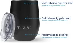 TIGR Cups - Drinkbekers - Thermosbekers - RVS - Set Van 2 - 350ml - Zwart/Rosé Goud -Keuken Verkoop 1200x710 4