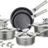 Swiss Pro+ | Set 14 Delige Pannenset | Inductie - Pannensets - Glazen Deksel - Met Afneembare Handgreep - Marmeren Interieur -PFAS-vrij | Grey / Silver -Keuken Verkoop 1200x727