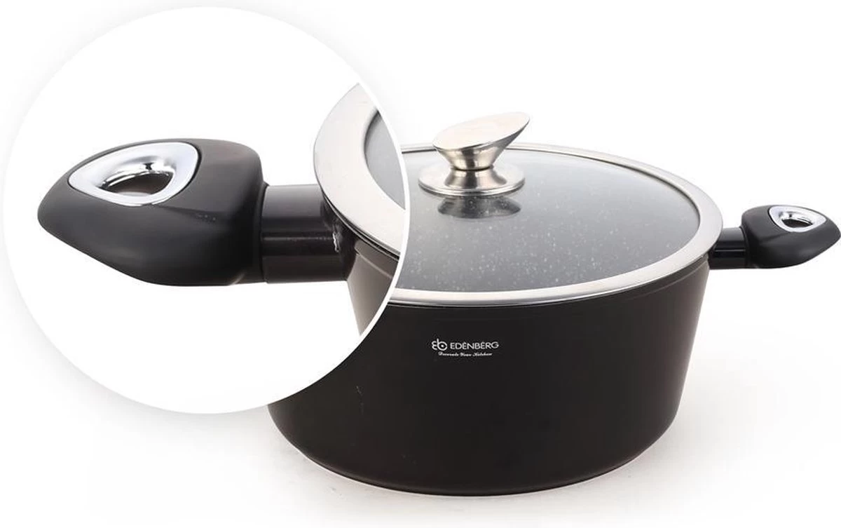 Edënbërg Black Line - 15-delige Luxe Pannenset Van Gesmeed Aluminium 9 Edënbërg Black Line - 15-delige Luxe Pannenset Van Gesmeed Aluminium - Afbeelding 7