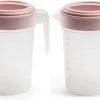 2x Stuks Waterkan/sapkan Transparant/roze Met Deksel 1 Liter Kunststof- Smalle Schenkkan Die In De Koelkastdeur Past -Keuken Verkoop 1200x754 6