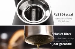 VDN RVS Theepot Dubbelwandig Met Filter - Zwarte Theekan 1 Liter - 902 -Keuken Verkoop 1200x795 4