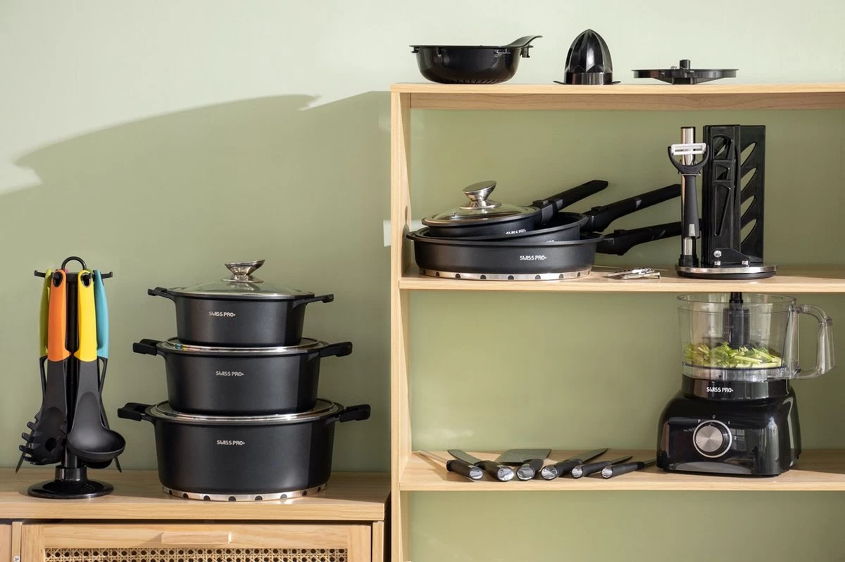 Swiss Pro+ - SWP41D22 - Pannenset 41 Delig - Foodprocessor - Messenblok 8 Delig - Kookgerei Set Met Houder 7 Delig - Starters Pakket - 2022 Serie - Limited Edition -uitzet 7 Swiss Pro+ - SWP41D22 - Pannenset 41 Delig - Foodprocessor - Messenblok 8 Delig - Kookgerei Set Met Houder 7 Delig - Starters Pakket - 2022 Serie - Limited Edition -uitzet - Afbeelding 5