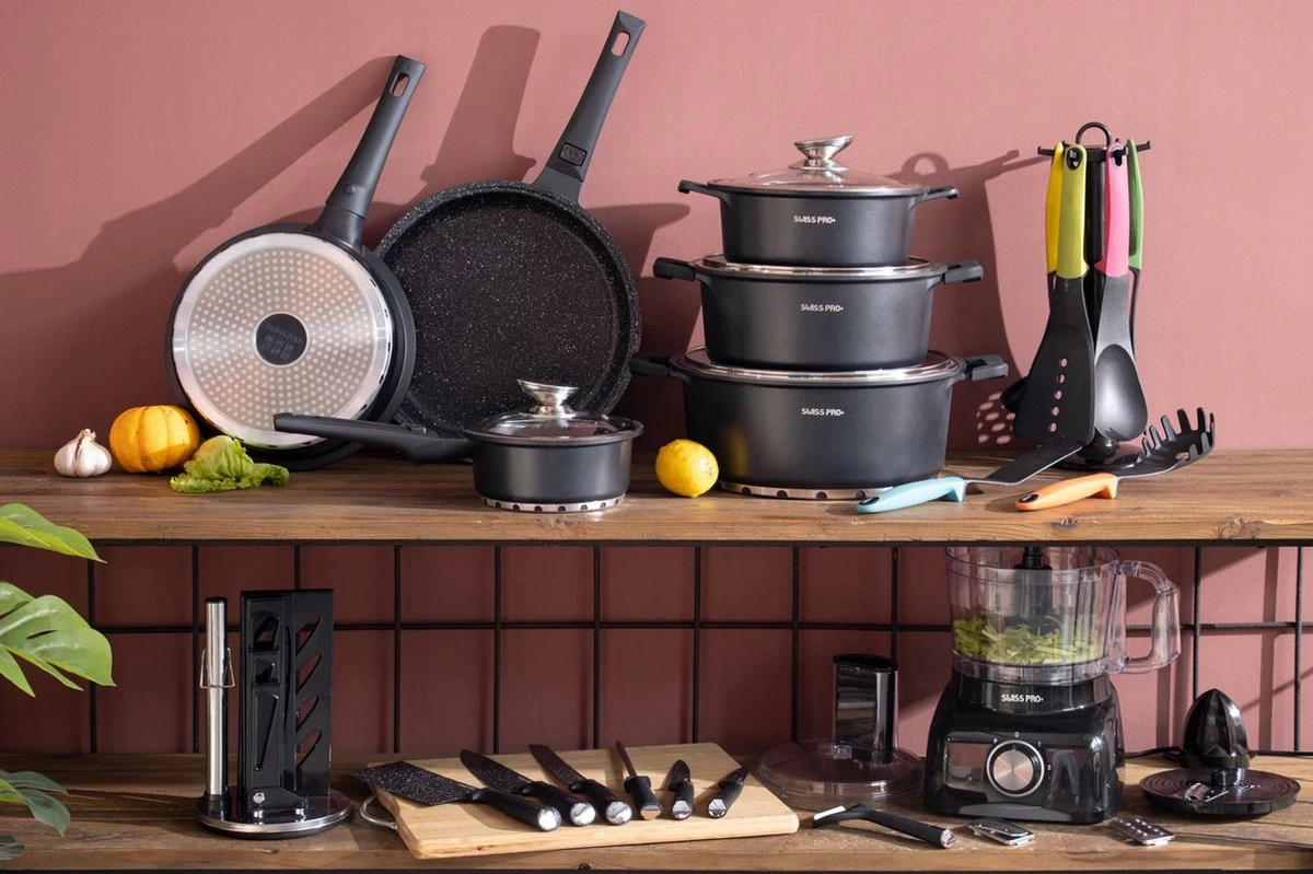 Swiss Pro+ - SWP41D22 - Pannenset 41 Delig - Foodprocessor - Messenblok 8 Delig - Kookgerei Set Met Houder 7 Delig - Starters Pakket - 2022 Serie - Limited Edition -uitzet 10 Swiss Pro+ - SWP41D22 - Pannenset 41 Delig - Foodprocessor - Messenblok 8 Delig - Kookgerei Set Met Houder 7 Delig - Starters Pakket - 2022 Serie - Limited Edition -uitzet - Afbeelding 8