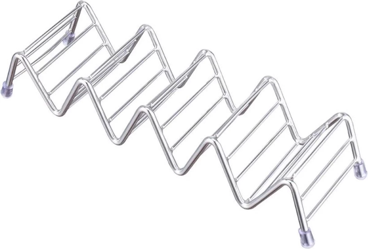Krumble Taco Houder - Taco En Tortilla Houder Voor 4 Stuks - Serveerschalen - Koken & Tafelen - Kookgerei - Snack- & Tappasschalen - Metaal - Zilver 9 Krumble Taco Houder - Taco En Tortilla Houder Voor 4 Stuks - Serveerschalen - Koken & Tafelen - Kookgerei - Snack- & Tappasschalen - Metaal - Zilver - Afbeelding 7