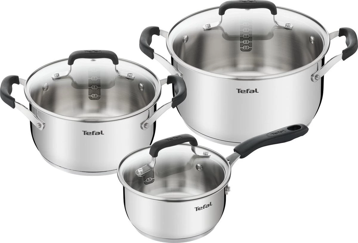 Tefal Cook & Cool E493S6 - Set 3-delig (kookpan 20/24 + Steelpan 16) 3 Tefal Cook & Cool E493S6 - Set 3-delig (kookpan 20/24 + Steelpan 16)