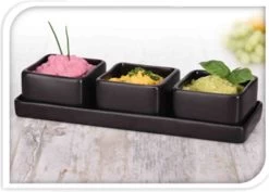 Excellent Houseware Amuse/tapas/saus Schaaltjes Met Serveerplankje - Aardewerk - Mat Zwart -Keuken Verkoop 1200x858 4