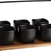 Mica Decorations - Luxe Tapas Set - 6 Zwarte Tapas Schaaltjes Op Houten Tapasplank - Servies - Borrelplank Olijfhout -Keuken Verkoop 1200x866 1