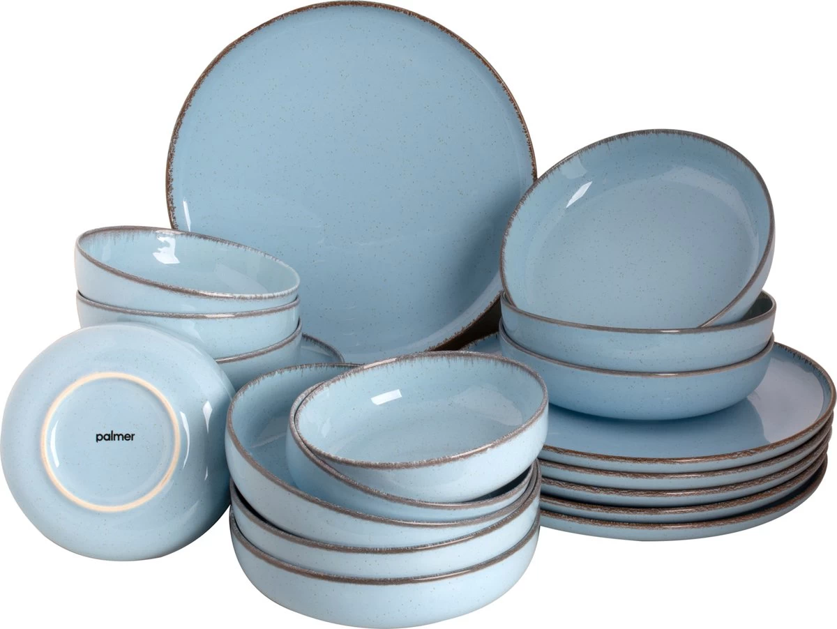 Palmer Serviesset Antigo Porselein 6-persoons 24-delig Lichtblauw 3 Palmer Serviesset Antigo Porselein 6-persoons 24-delig Lichtblauw