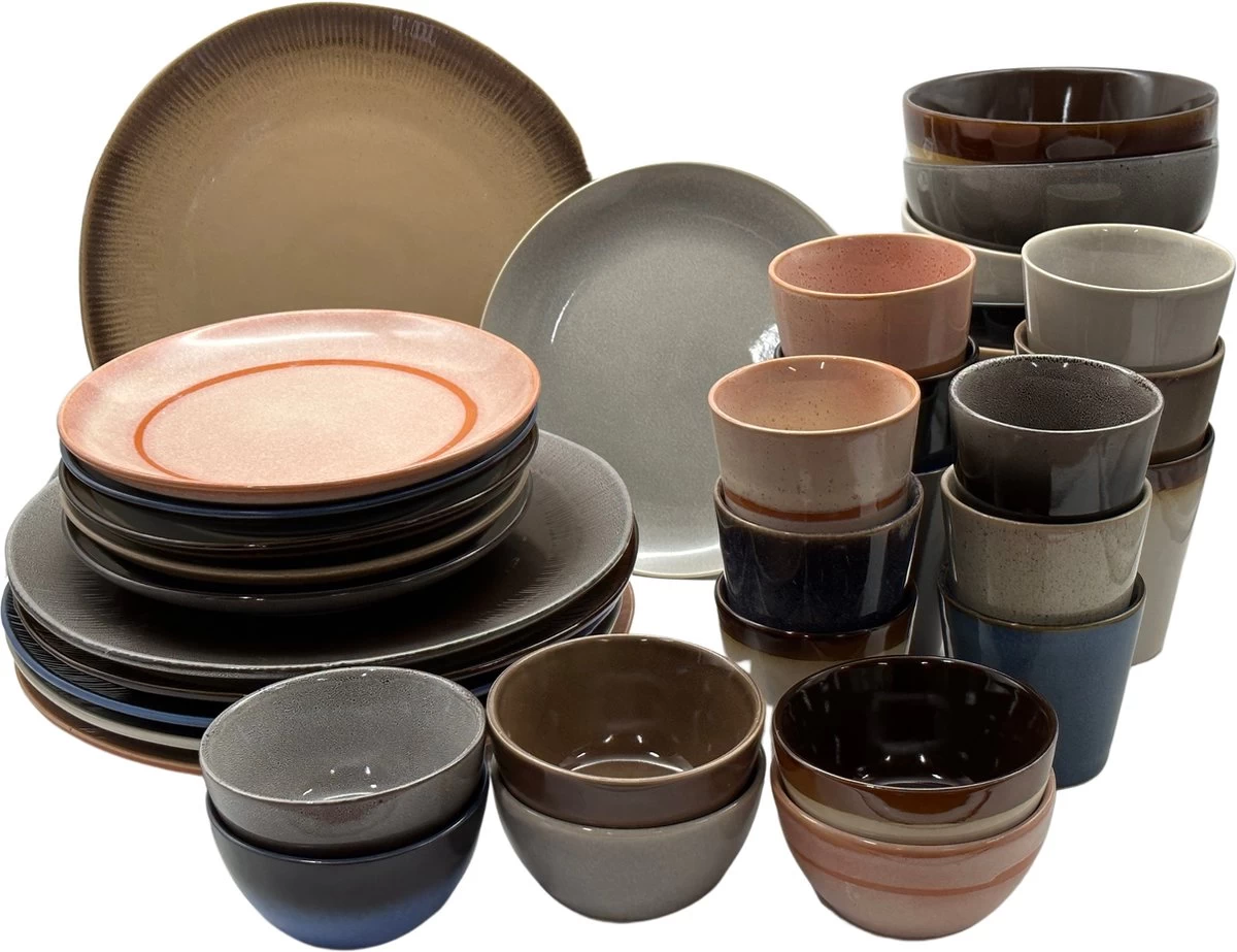 Serviesset 6 Persoons - 36 Delig - Kade 171 - Earth Syle - 6 Personen - Allen Uniek 3 Serviesset 6 Persoons - 36 Delig - Kade 171 - Earth Syle - 6 Personen - Allen Uniek