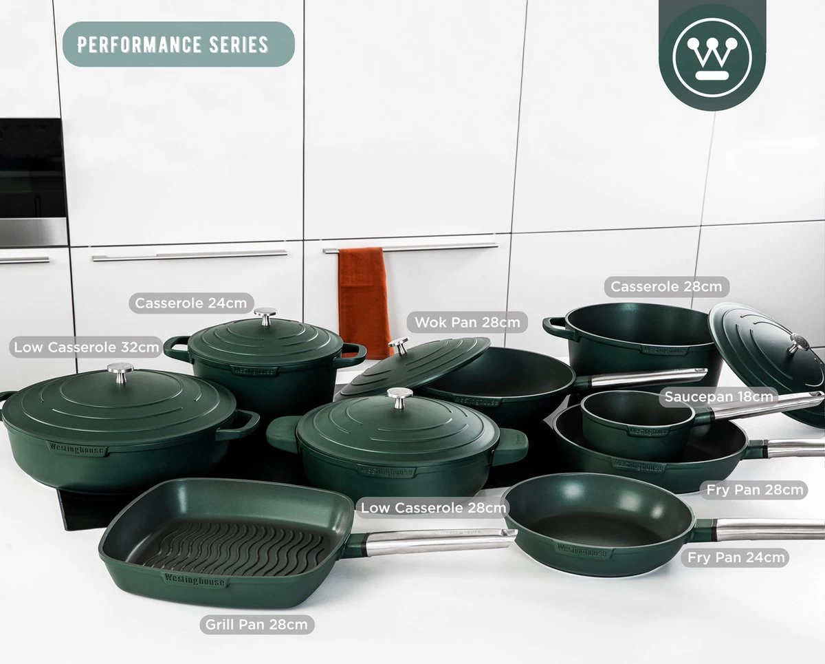 Westinghouse Performance Series - Hapjespan Inductie Met Deksel - 28cm Sauteerpan - Oven Geschikt - Groen 8 Westinghouse Performance Series - Hapjespan Inductie Met Deksel - 28cm Sauteerpan - Oven Geschikt - Groen - Afbeelding 6
