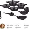 Swiss Homes® | 33 - Delige Steengoeden Pannenset | Afneembare Handgrepen, 6 Potten + 2 Pannen + Pollepelbodem + 2 Pollepels + 6 Deksels + 12 Handgrepen + Accessoire. - | PFAS-Vrij | Zwart -Keuken Verkoop 1200x966 1