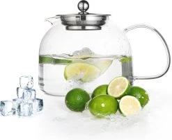 Monzana Theepot Glas - Met Theepotverwarmer – Voor 1,5 Liter RVS Zeef -Keuken Verkoop 1200x979 3