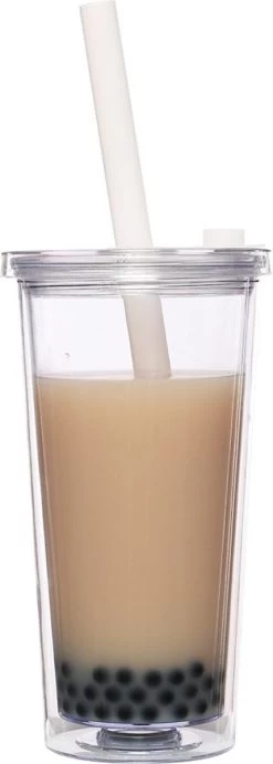 Merkloos Beker Met Rietje Deksel En Schoonmaakborstel - 550 Ml - Transparant - Herbruikbare Plastic Drinkbeker - Dubbelwandig - Koffiebeker To Go Beker -Keuken Verkoop 429x1200 2