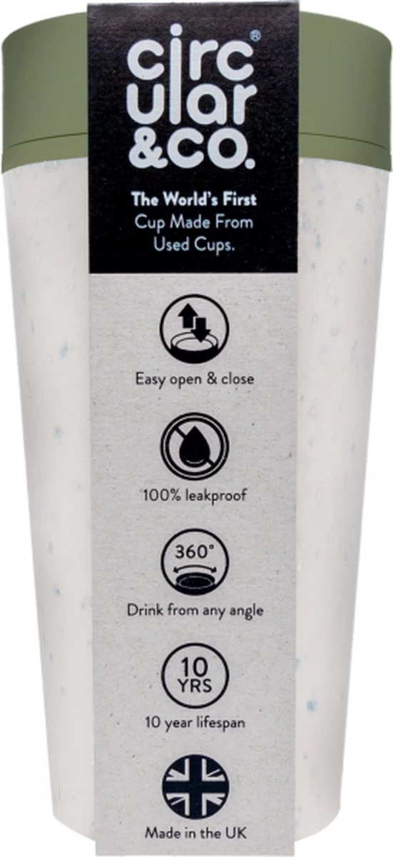 Circular&Co. Herbruikbare To Go Koffiebeker (rCUP) Crème/groen 12oz/340ml 3 Circular&Co. Herbruikbare To Go Koffiebeker (rCUP) Crème/groen 12oz/340ml