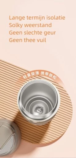 Floraweg Cup - Drinkbeker To GO- Lekvrij Dubbelwandig ,RVS 316, Thermosbeker Koffiebeker- Koffie En Thee - 400ml Zwart -Keuken Verkoop 576x1200