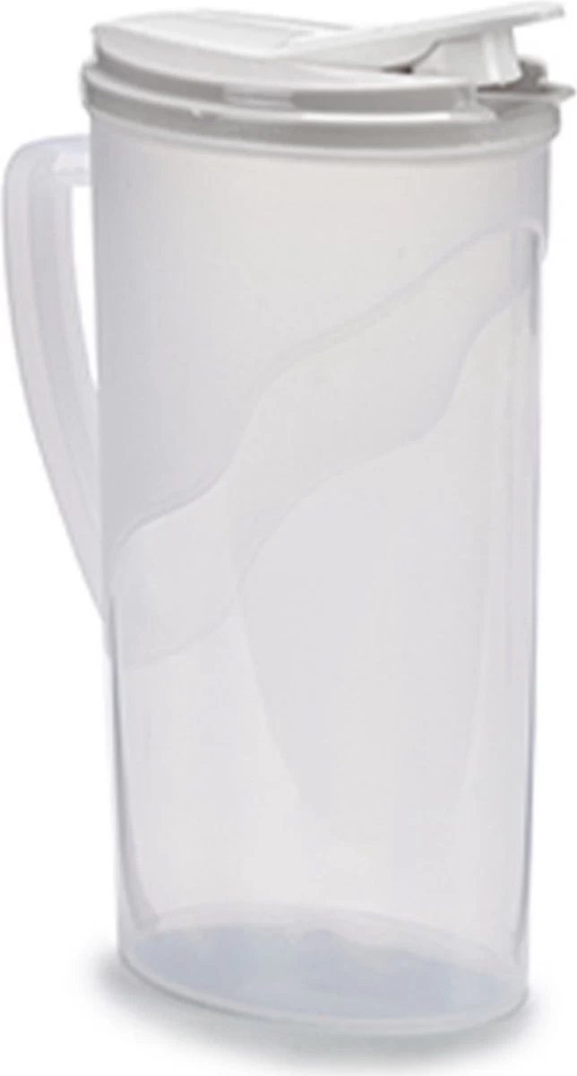 2x Stuks Waterkan/sapkan Transparant/lichtgrijs Met Deksel 1.8 Liter Kunststof - Smalle Schenkkan Die In De Koelkastdeur Past 4 2x Stuks Waterkan/sapkan Transparant/lichtgrijs Met Deksel 1.8 Liter Kunststof - Smalle Schenkkan Die In De Koelkastdeur Past - Afbeelding 2