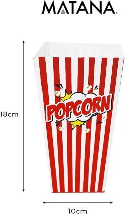 50 Duurzame Popcorn Bakjes (18x10cm) - Popcorn Zakjes Voor Filmavonden, Feestjes - Ook Geschickt Als Snoepbakje Of Feestzakje Voor Kinderen -Keuken Verkoop 702x1200 4