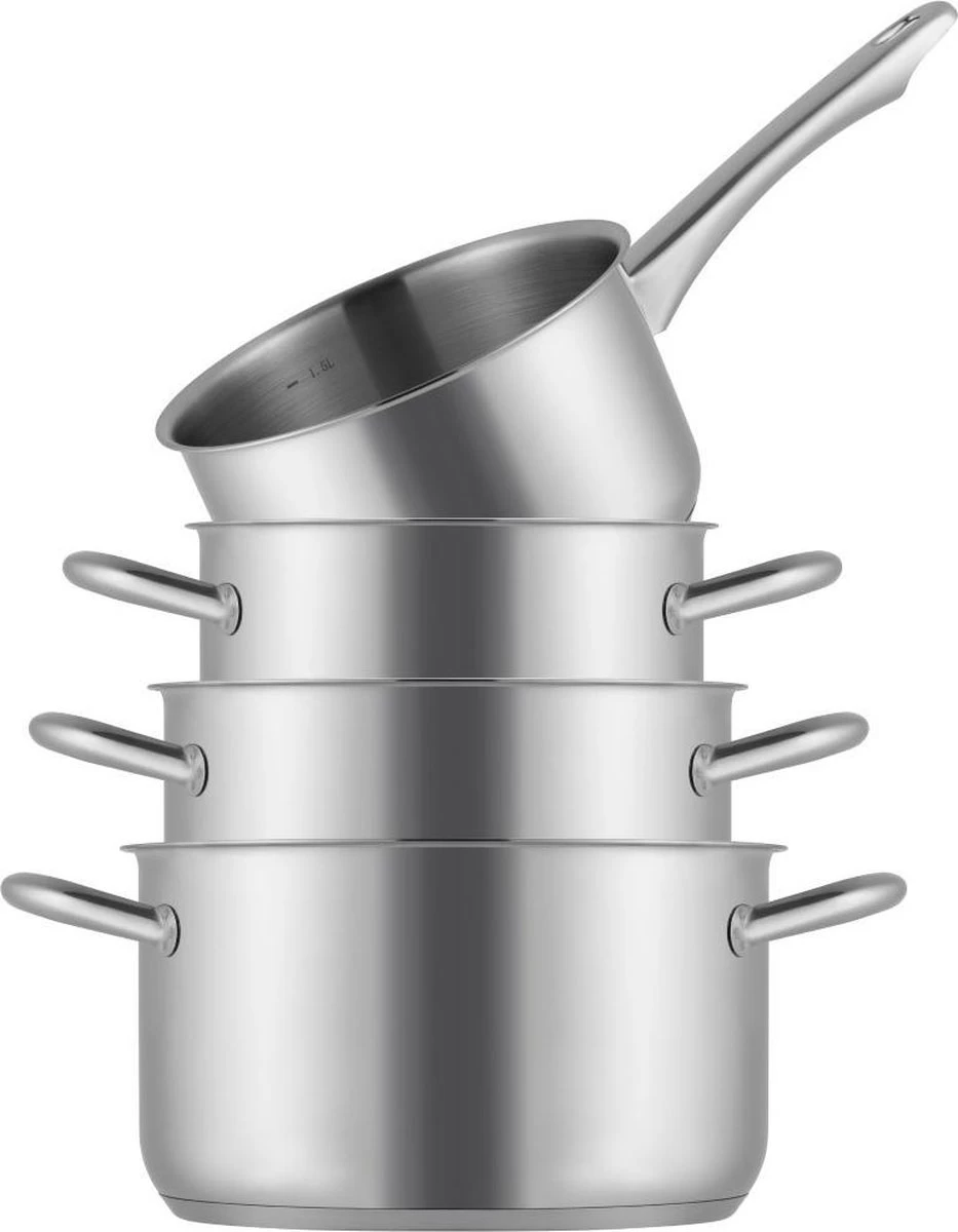 Sola Pannenset Blizz - 4 Delig - Ø Cm - Zilver - RVS - Sandwichbodem 14 Sola Pannenset Blizz - 4 Delig - Ø Cm - Zilver - RVS - Sandwichbodem - Afbeelding 12